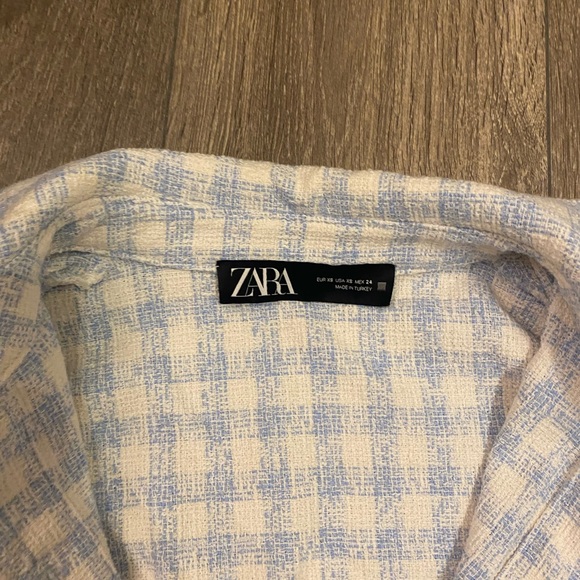 ZARA Women’s Checkered Jacket - BLUE WHITE - Size XS - Picture 2 of 3